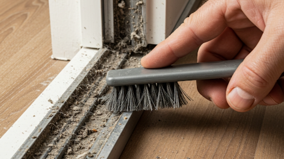 Houston sliding glass door repair kit with cleaning tools.